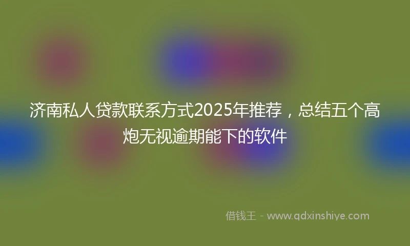 济南私人贷款联系方式2025年推荐，总结五个高炮无视逾期能下的软件