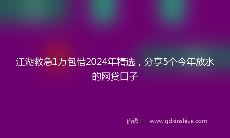 江湖救急1万包借2024年精选，分享5个今年放水的网贷口子