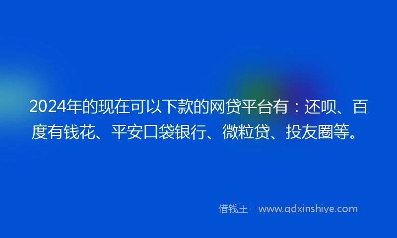 2024年的现在可以下款的网贷平台有：还呗、百度有钱花、平安口袋银行、微粒贷、投友圈等。