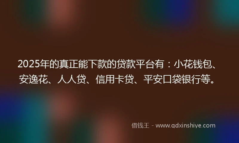 2025年的真正能下款的贷款平台有：小花钱包、安逸花、人人贷、信用卡贷、平安口袋银行等。