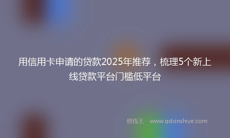 用信用卡申请的贷款2025年推荐，梳理5个新上线贷款平台门槛低平台