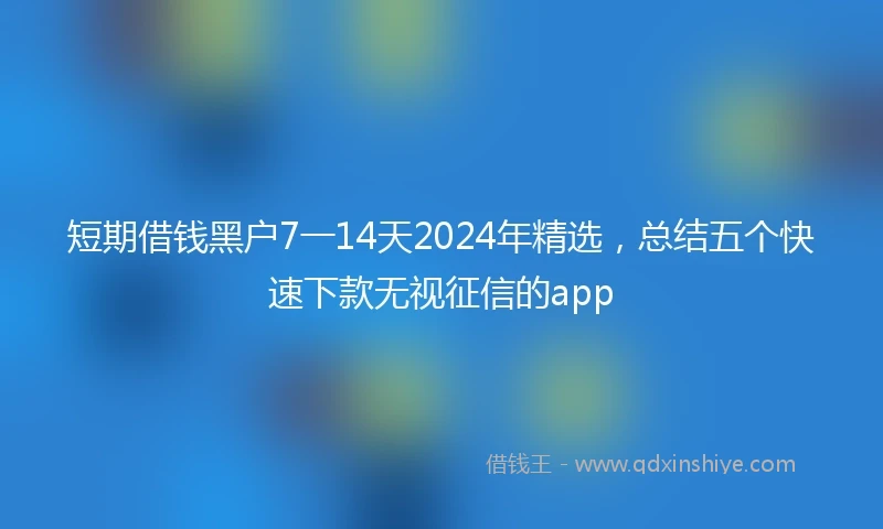 短期借钱黑户7一14天2024年精选，总结五个快速下款无视征信的app