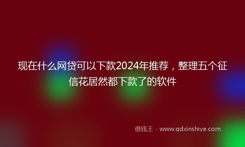现在什么网贷可以下款2024年推荐，整理五个征信花居然都下款了的软件