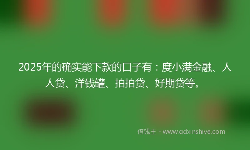 2025年的确实能下款的口子有：度小满金融、人人贷、洋钱罐、拍拍贷、好期贷等。