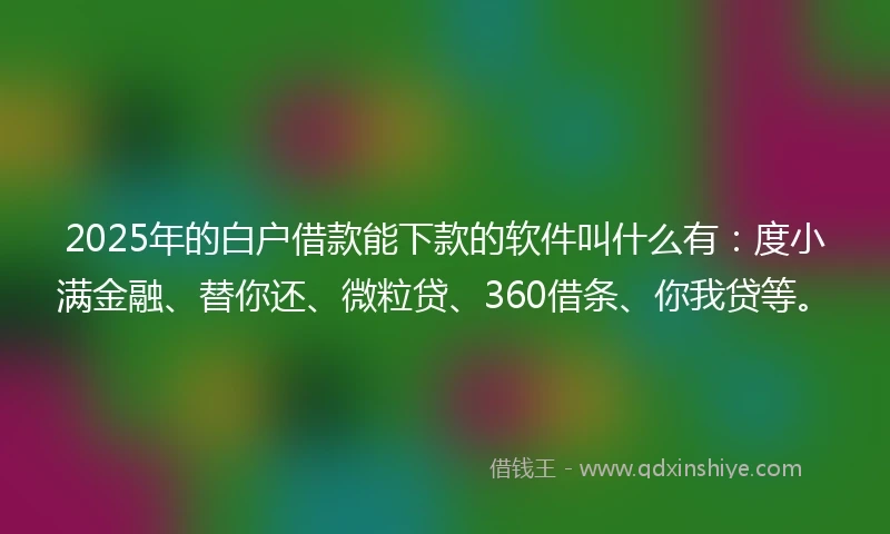 2025年的白户借款能下款的软件叫什么有：度小满金融、替你还、微粒贷、360借条、你我贷等。