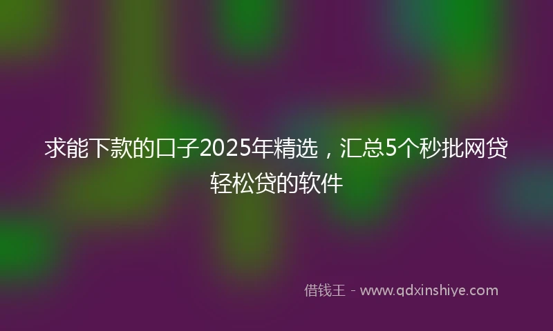 求能下款的口子2025年精选，汇总5个秒批网贷轻松贷的软件