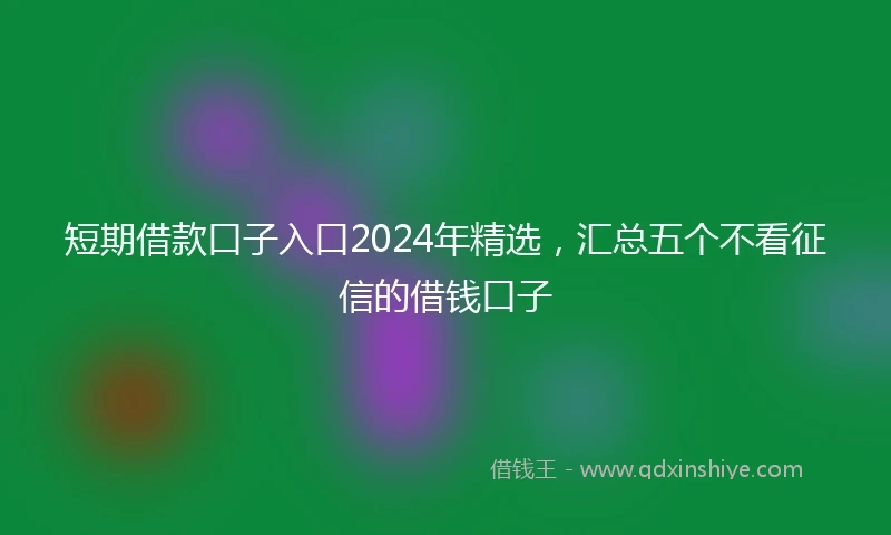 短期借款口子入口2024年精选，汇总五个不看征信的借钱口子