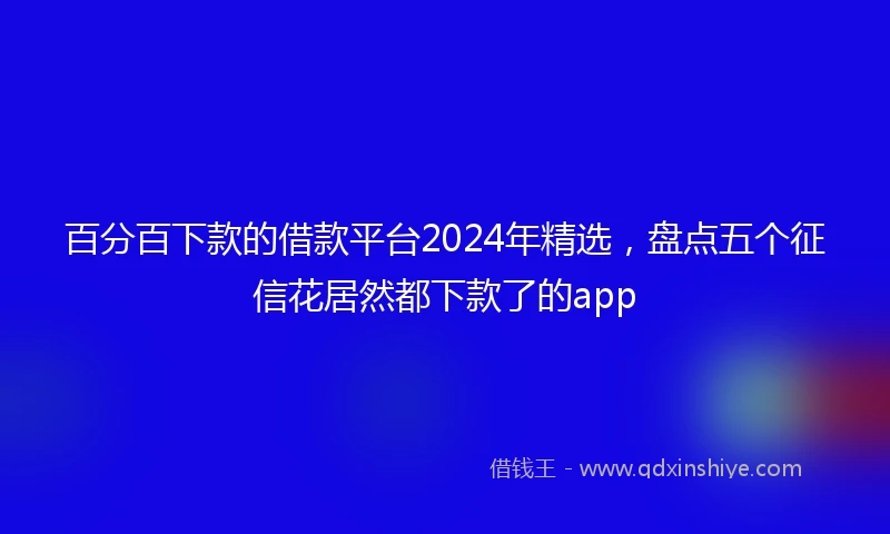 百分百下款的借款平台2024年精选，盘点五个征信花居然都下款了的app