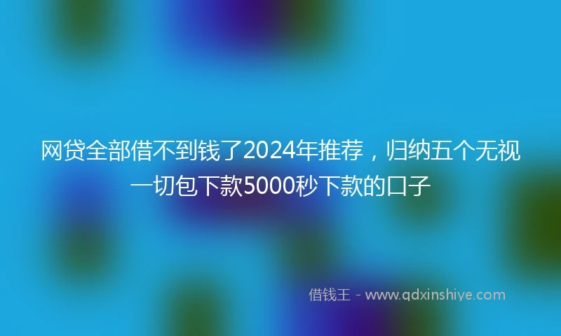 网贷全部借不到钱了2024年推荐，归纳五个无视一切包下款5000秒下款的口子