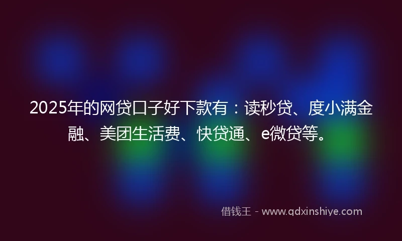 2025年的网贷口子好下款有：读秒贷、度小满金融、美团生活费、快贷通、e微贷等。