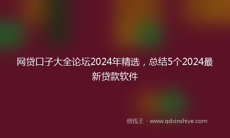 网贷口子大全论坛2024年精选，总结5个2024最新贷款软件