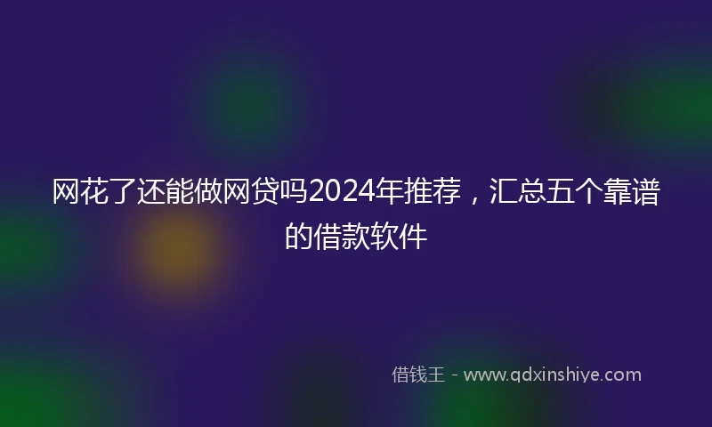 网花了还能做网贷吗2024年推荐，汇总五个靠谱的借款软件