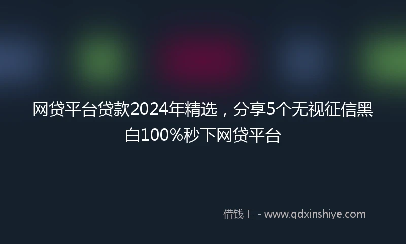 网贷平台贷款2024年精选，分享5个无视征信黑白100%秒下网贷平台