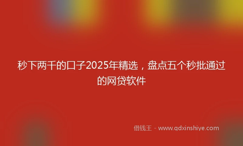 秒下两千的口子2025年精选，盘点五个秒批通过的网贷软件