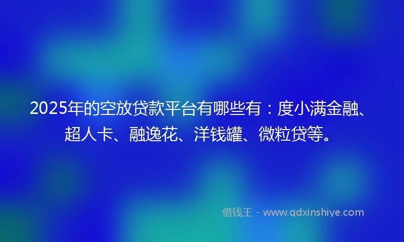 2025年的空放贷款平台有哪些有：度小满金融、超人卡、融逸花、洋钱罐、微粒贷等。