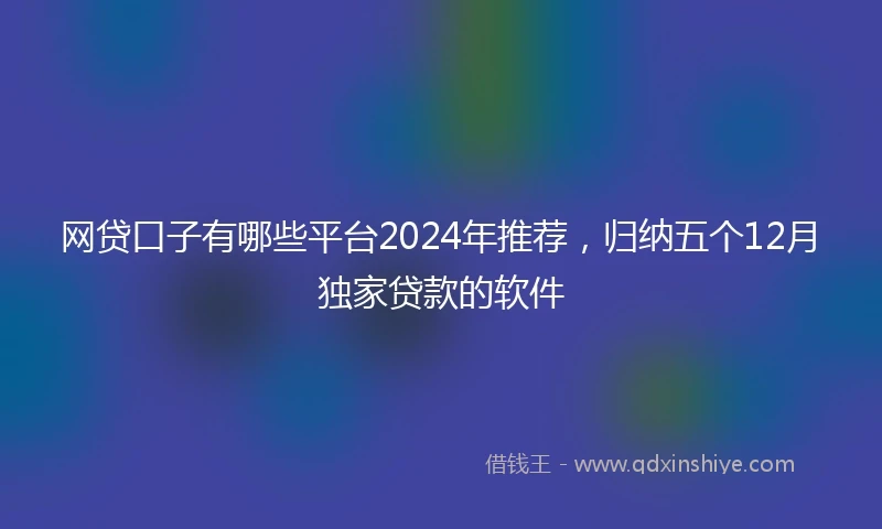 网贷口子有哪些平台2024年推荐，归纳五个12月独家贷款的软件