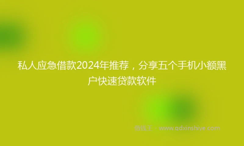 私人应急借款2024年推荐，分享五个手机小额黑户快速贷款软件