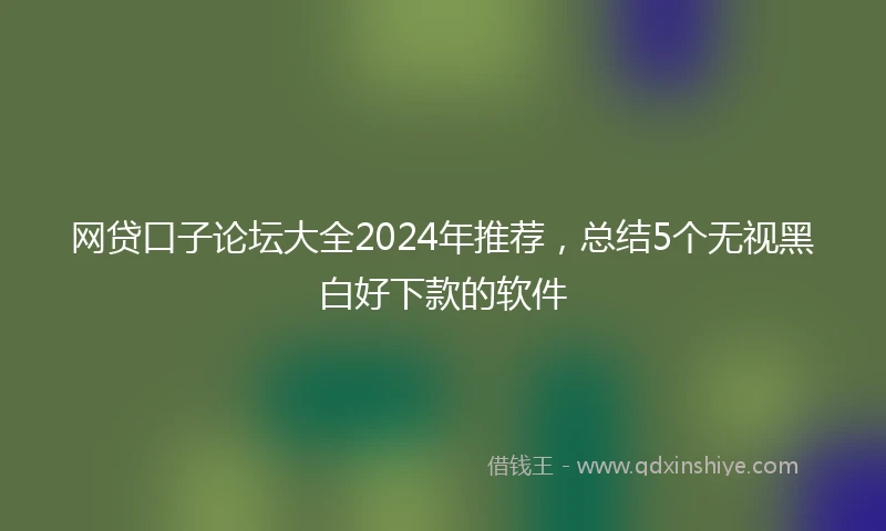 网贷口子论坛大全2024年推荐，总结5个无视黑白好下款的软件
