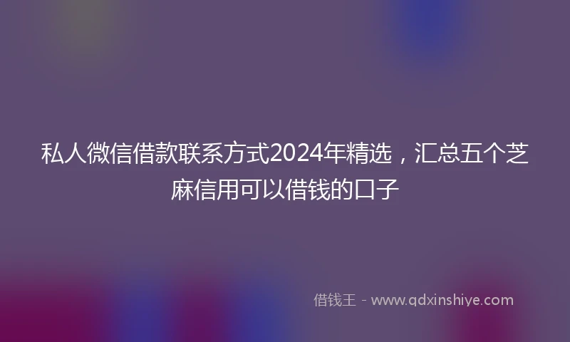 私人微信借款联系方式2024年精选，汇总五个芝麻信用可以借钱的口子
