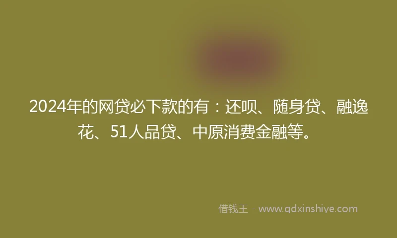 2024年的网贷必下款的有：还呗、随身贷、融逸花、51人品贷、中原消费金融等。