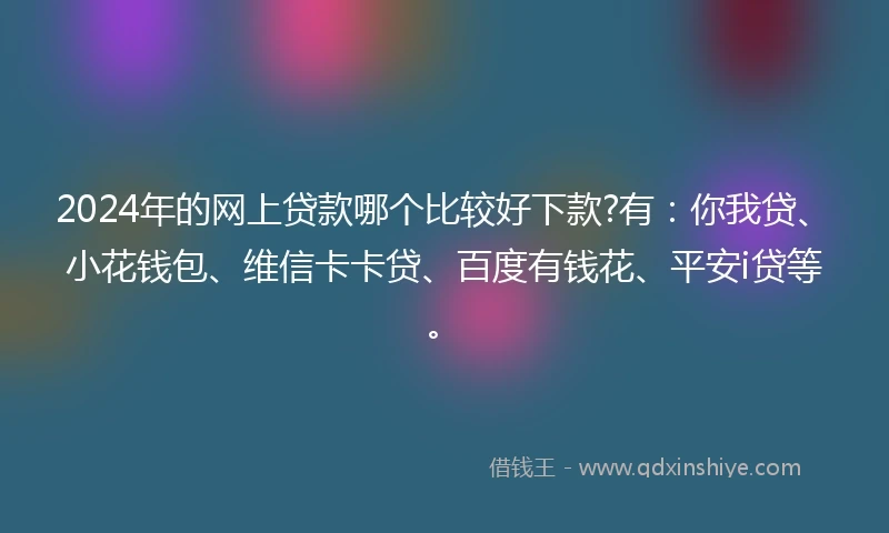 2024年的网上贷款哪个比较好下款?有：你我贷、小花钱包、维信卡卡贷、百度有钱花、平安i贷等。