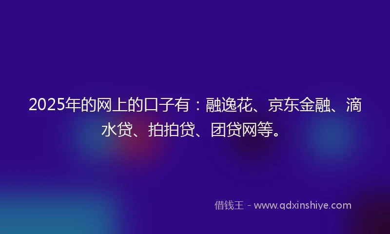 2025年的网上的口子有：融逸花、京东金融、滴水贷、拍拍贷、团贷网等。