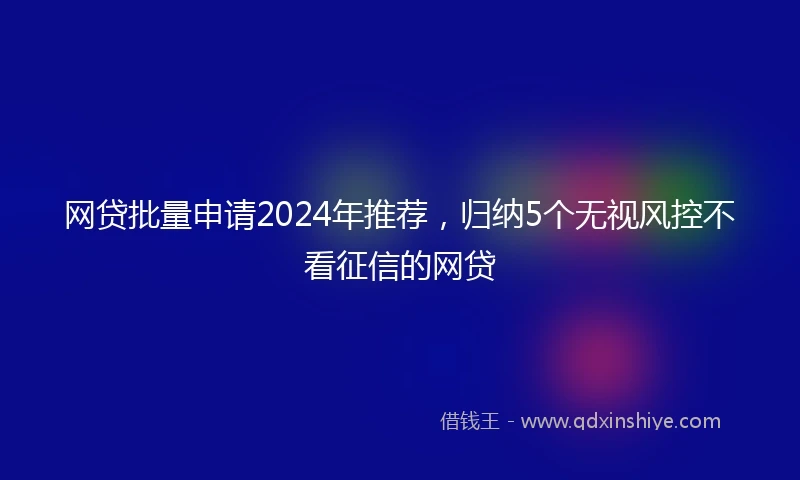 网贷批量申请2024年推荐，归纳5个无视风控不看征信的网贷