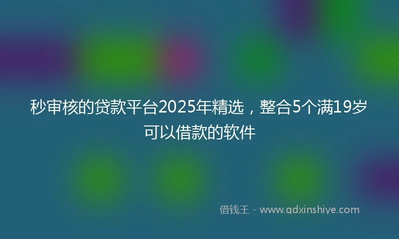 秒审核的贷款平台2025年精选，整合5个满19岁可以借款的软件