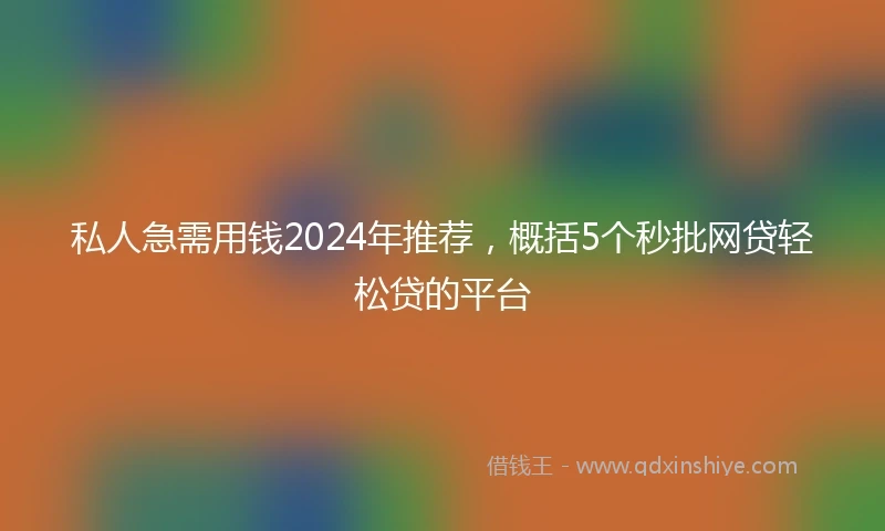 私人急需用钱2024年推荐，概括5个秒批网贷轻松贷的平台