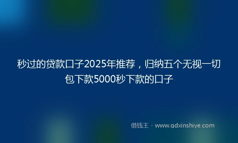 秒过的贷款口子2025年推荐，归纳五个无视一切包下款5000秒下款的口子