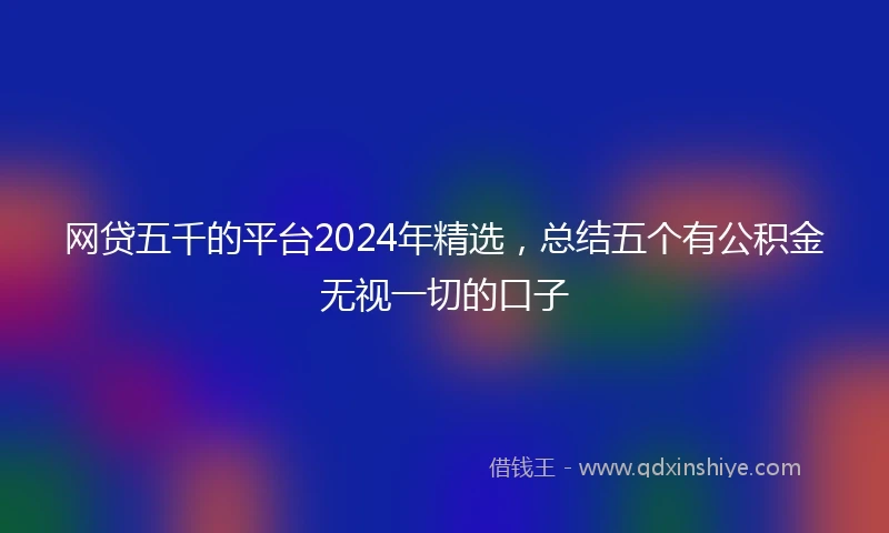 网贷五千的平台2024年精选，总结五个有公积金无视一切的口子