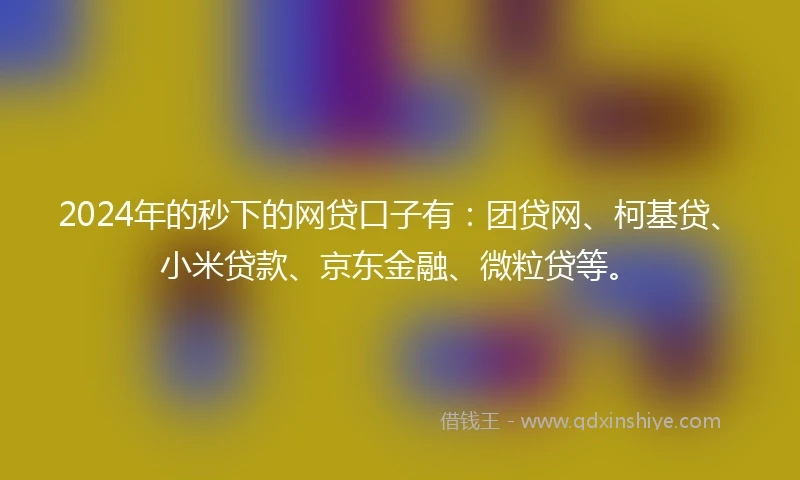 2024年的秒下的网贷口子有：团贷网、柯基贷、小米贷款、京东金融、微粒贷等。