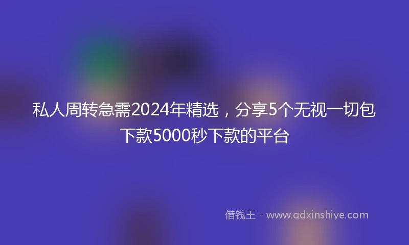 私人周转急需2024年精选，分享5个无视一切包下款5000秒下款的平台