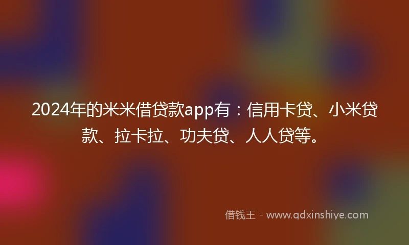 2024年的米米借贷款app有：信用卡贷、小米贷款、拉卡拉、功夫贷、人人贷等。