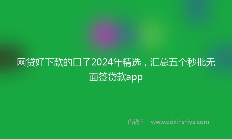 网贷好下款的口子2024年精选，汇总五个秒批无面签贷款app