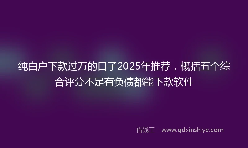 纯白户下款过万的口子2025年推荐，概括五个综合评分不足有负债都能下款软件