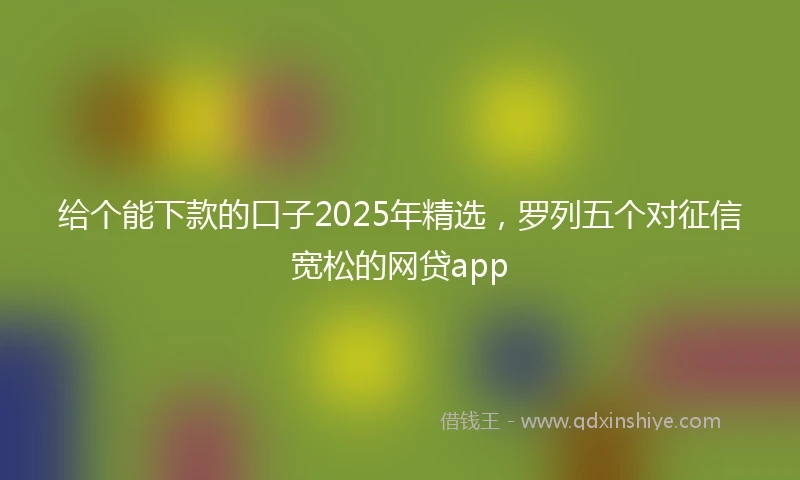 给个能下款的口子2025年精选，罗列五个对征信宽松的网贷app