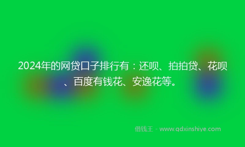 2024年的网贷口子排行有：还呗、拍拍贷、花呗、百度有钱花、安逸花等。