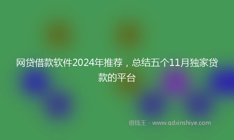 网贷借款软件2024年推荐，总结五个11月独家贷款的平台