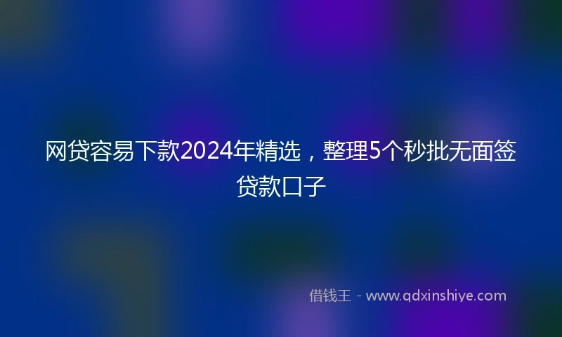 网贷容易下款2024年精选，整理5个秒批无面签贷款口子