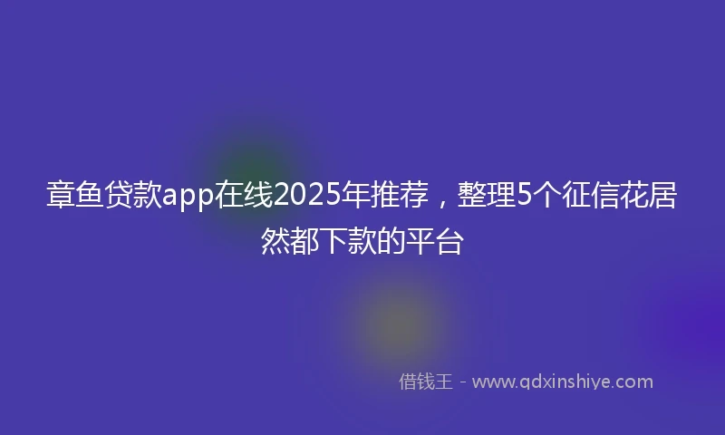 章鱼贷款app在线2025年推荐，整理5个征信花居然都下款的平台