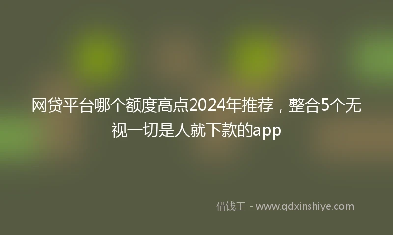 网贷平台哪个额度高点2024年推荐，整合5个无视一切是人就下款的app