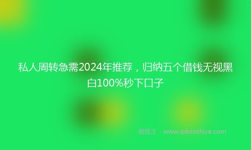 私人周转急需2024年推荐，归纳五个借钱无视黑白100%秒下口子