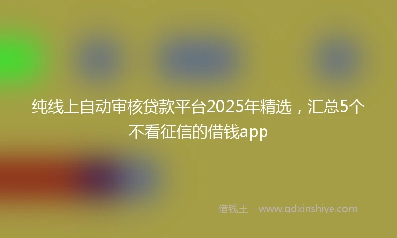 纯线上自动审核贷款平台2025年精选，汇总5个不看征信的借钱app