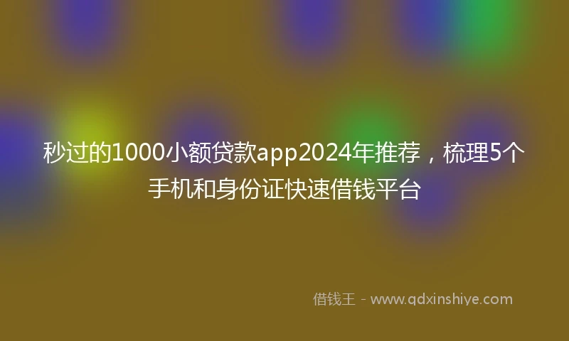 秒过的1000小额贷款app2024年推荐，梳理5个手机和身份证快速借钱平台