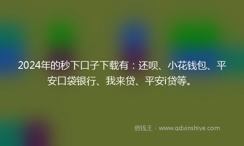 2024年的秒下口子下载有：还呗、小花钱包、平安口袋银行、我来贷、平安i贷等。