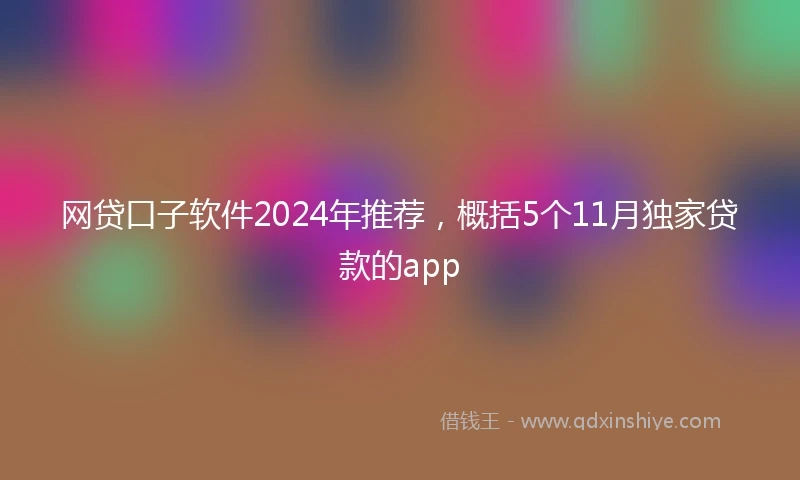 网贷口子软件2024年推荐，概括5个11月独家贷款的app