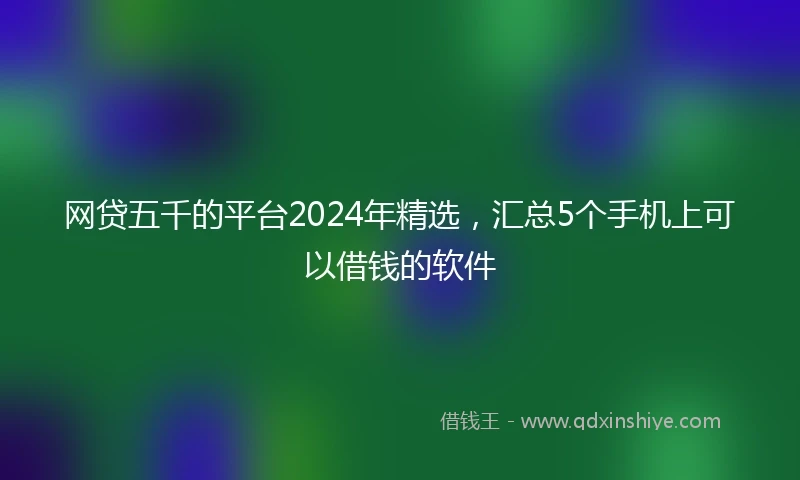 网贷五千的平台2024年精选，汇总5个手机上可以借钱的软件