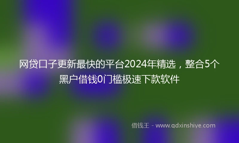 网贷口子更新最快的平台2024年精选，整合5个黑户借钱0门槛极速下款软件