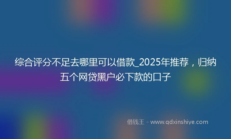 综合评分不足去哪里可以借款_2025年推荐，归纳五个网贷黑户必下款的口子